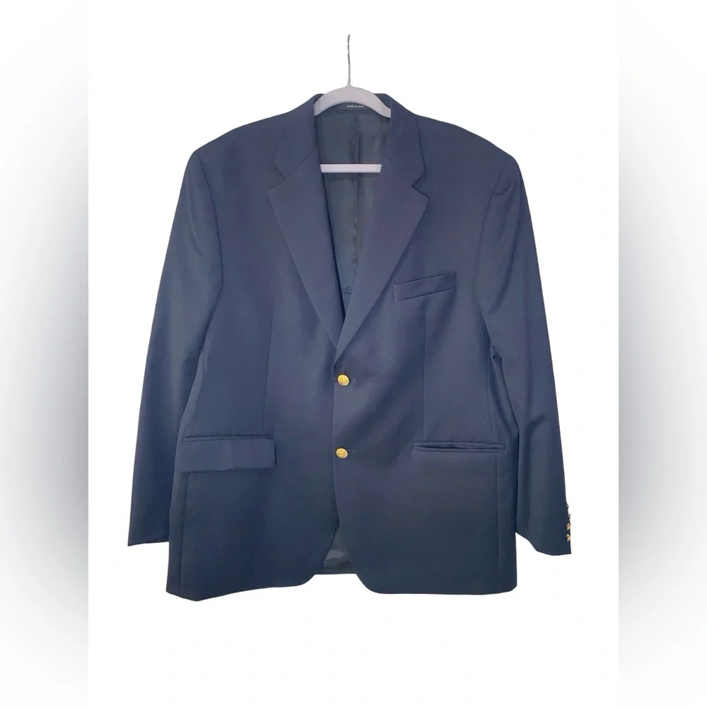 Ralph Lauren Men’s‎ Navy Wool Blazer Sport Coat Gold Buttons size 44R
